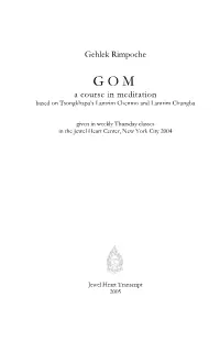 Gehlek Rimpoche a Course in Meditation