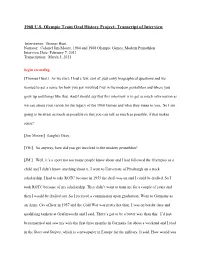 1968 U.S. Olympic Team Oral History Project: Transcript of Interview