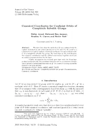 Canonical Coordinates for Coadjoint Orbits of Completely Solvable Groups