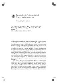 Creolization in Anthropological Theory and in Mauritius