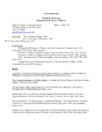 Curriculum Vitae Gerald E. Markowitz Distinguished Professor of History