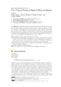 From Theory to Practice of Algebraic Effects and Handlers