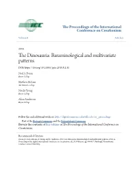 The Dinosauria: Baraminological and Multivariate Patterns DOI