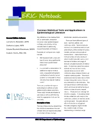 Common Statistical Tests and Applications in Epidemiological Literature