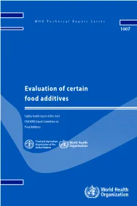 Evaluation of Certain Food Additives