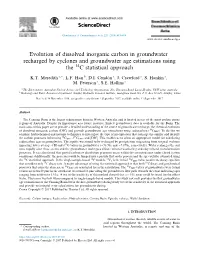 Evolution of Dissolved Inorganic Carbon in Groundwater Recharged by Cyclones and Groundwater Age Estimations Using the 14C Statistical Approach