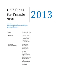 Guidelines for Transfusions