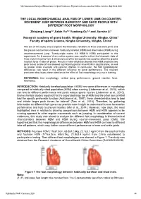 The Local Biomechanical Analysis of Lower Limb on Counter- Movement Jump Between Barefoot and Shod People with Different Foot Morphology