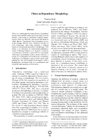 Clitics in Dependency Morphology