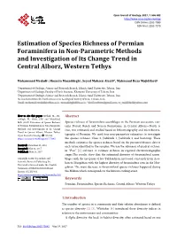 Estimation of Species Richness of Permian Foraminifera in Non-Parametric Methods and Investigation of Its Change Trend in Central Alborz, Western Tethys