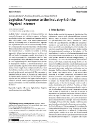 Logistics Response to the Industry 4.0: the Physical Internet