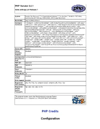 PHP Credits Configuration