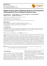 Spatial Analysis Used in Baseline Study for the Preparation of Management Plan of Kazbegi Protected Areas