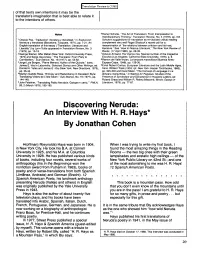 Discovering Neruda: an Interview with H