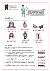 HVII Activity Sheet (Answers)