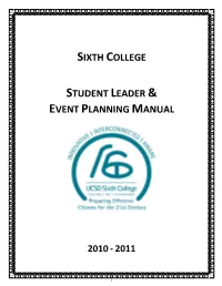 Sixth College Student Leader & Event Planning Manual