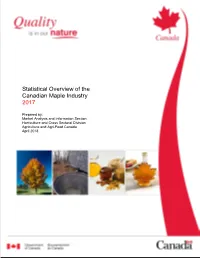 Statistical Overview of the Canadian Maple Industry 2017