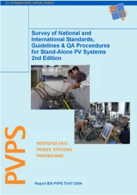 Survey of National and International Standards, Guidelines & QA