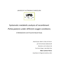 Systematic Metabolic Analysis of Recombinant Pichia Pastoris Under Different Oxygen Conditions