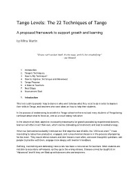 Tango Levels: the 22 Techniques of Tango