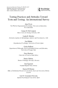 Testing Practices and Attitudes Toward Tests and Testing: an International Survey