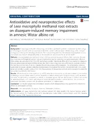 Antioxidative and Neuroprotective Effects of Leea Macrophylla