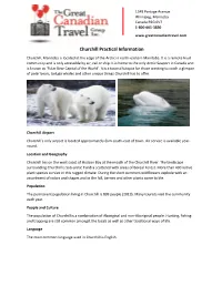 Churchill Practical Information