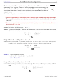 The Order of Operations Agreement Page 1