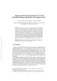 Analysis of the External Environment of a Vertical Dried Herbs Business and the Role of E-Commerce Tools