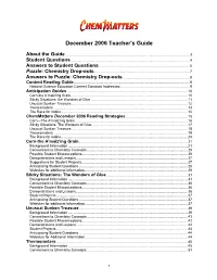 Chemmatters December 2006 Reading Strategies