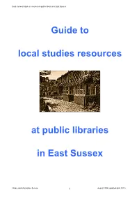 Guide to Local Studies Resources in Public Libraries in East Sussex