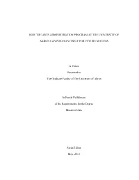 How the Arts Administration Program at the University Of