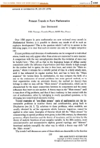 Present Trends in Pure Mathematics