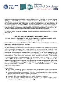 1 Postdoc Researcher / Physician Scientist (F/M/D)