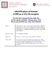 Identification of Human CCR8 As a CCL18 Receptor