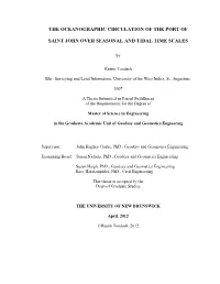 The Oceanographic Circulation of the Port of Saint John Over Seasonal and Tidal Time Scales
