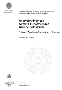 A Study of Amorphous Magnetic Layered Structures