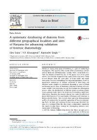 A Systematic Databasing of Diatoms from Different Geographical Localities and Sites of Haryana for Advancing Validation of Forensic Diatomology
