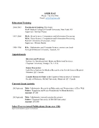 AMIR RAZ Education/Training Appointments Current
