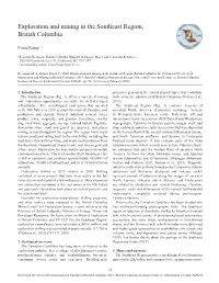 Exploration and Mining in the Southeast Region, British Columbia
