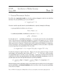 Note 18 : Gaussian Discriminant Analysis