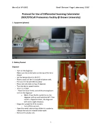 Protocol for Use of Differential Scanning Calorimeter (NSF/Epscor Proteomics Facility @ Brown University)