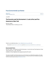 The Executive and the Environment: a Look at the Last Five Governors in New York