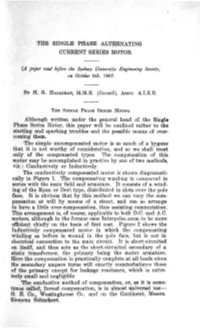 The Single Phase -.Alternating Current Series Motor