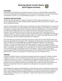 Wyoming Aquatic Invasive Species 2019 Program Summary