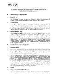 Additional Provisions Applicable When Trading Asian Markets Using Electronic Connectivity