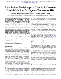 Data Driven Modelling of a Chemically Defined Growth Medium For
