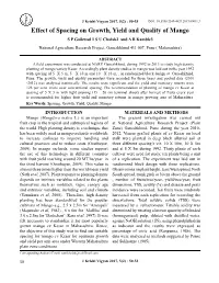 Effect of Spacing on Growth, Yield and Quality of Mango
