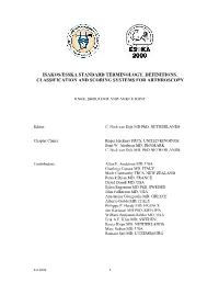 Isakos/Esska Standard Terminology, Definitions, Classification and Scoring Systems for Arthroscopy
