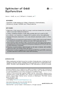 Sphincter of Oddi Dysfunction